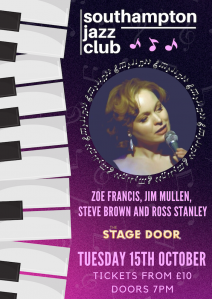 Southampton Jazz Club with  Zoe Francis, Jim Mullen, Steve Brown and Ross Stanley